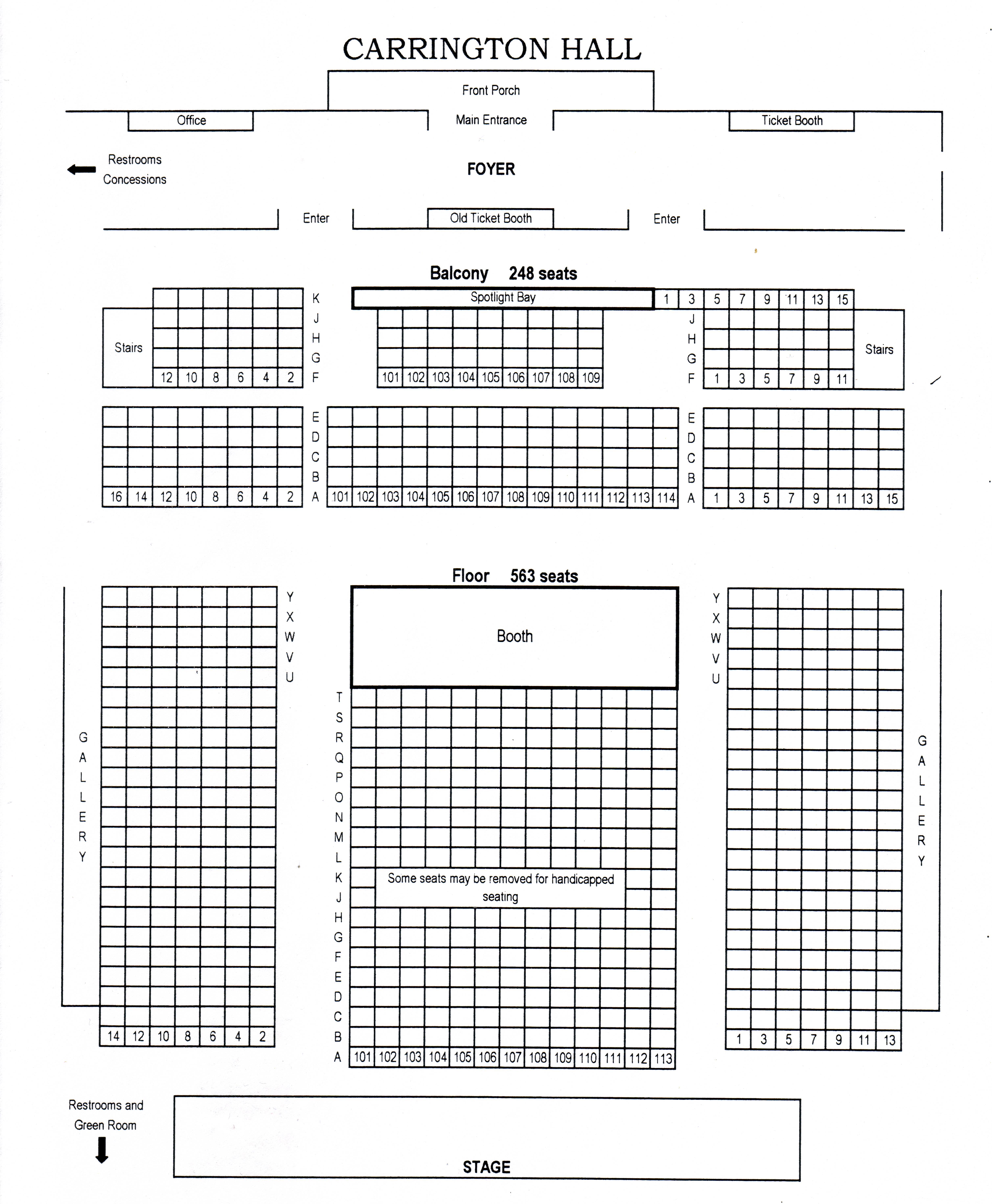 Carrington Hall Redwood City Seating Chart